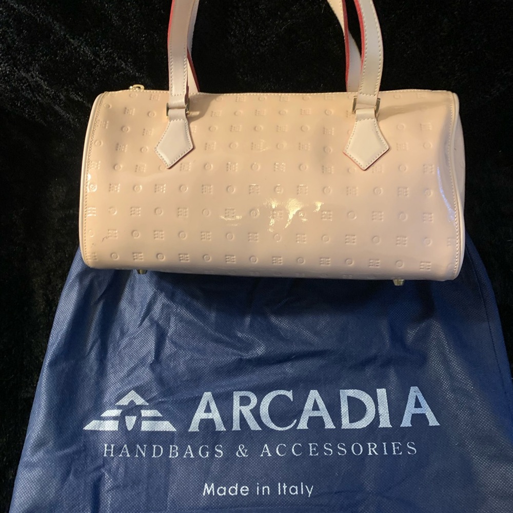 Arcadia baby pink satchel style bag - from the patent collection, made in Italy